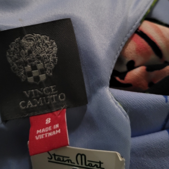 Vince Camuto Vneck Aline Tropical Floral Bird of Paradise 8 Blue Pink NWT - Picture 3 of 4